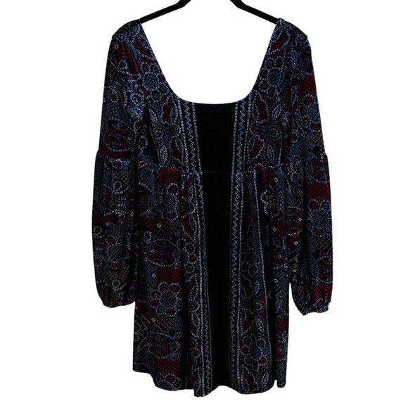 Free People Womens Boho Babydoll Floral Velvet‎ Long Sleeve Dress XS - Picture 2 of 9